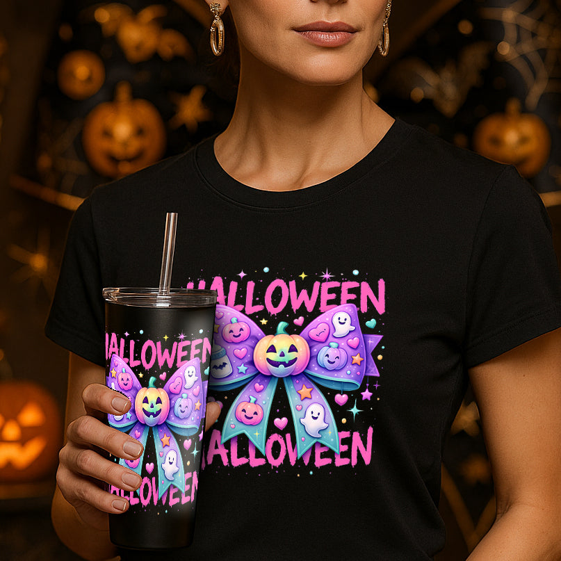 Halloween Bow tie and pumpkin tumblers