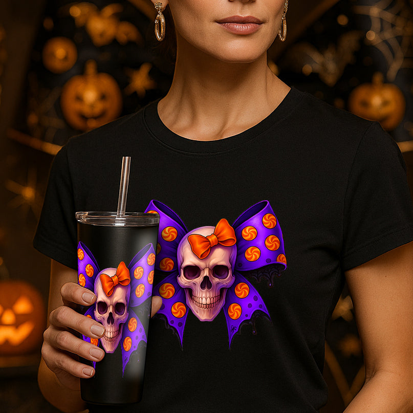 Halloween Bow tie and pumpkin tumblers