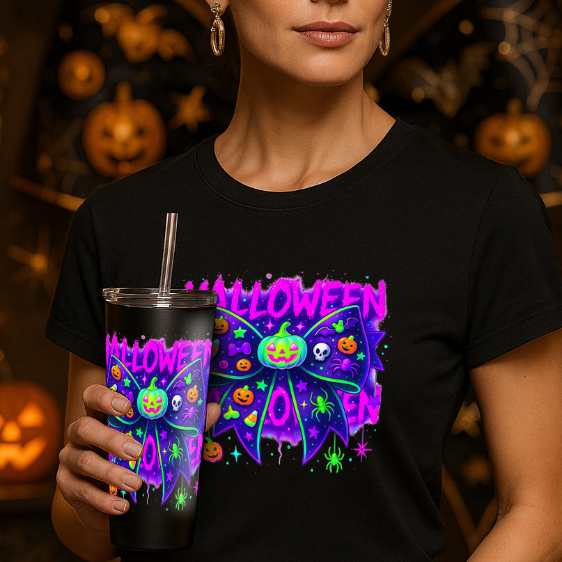 Halloween Bow tie and pumpkin tumblers