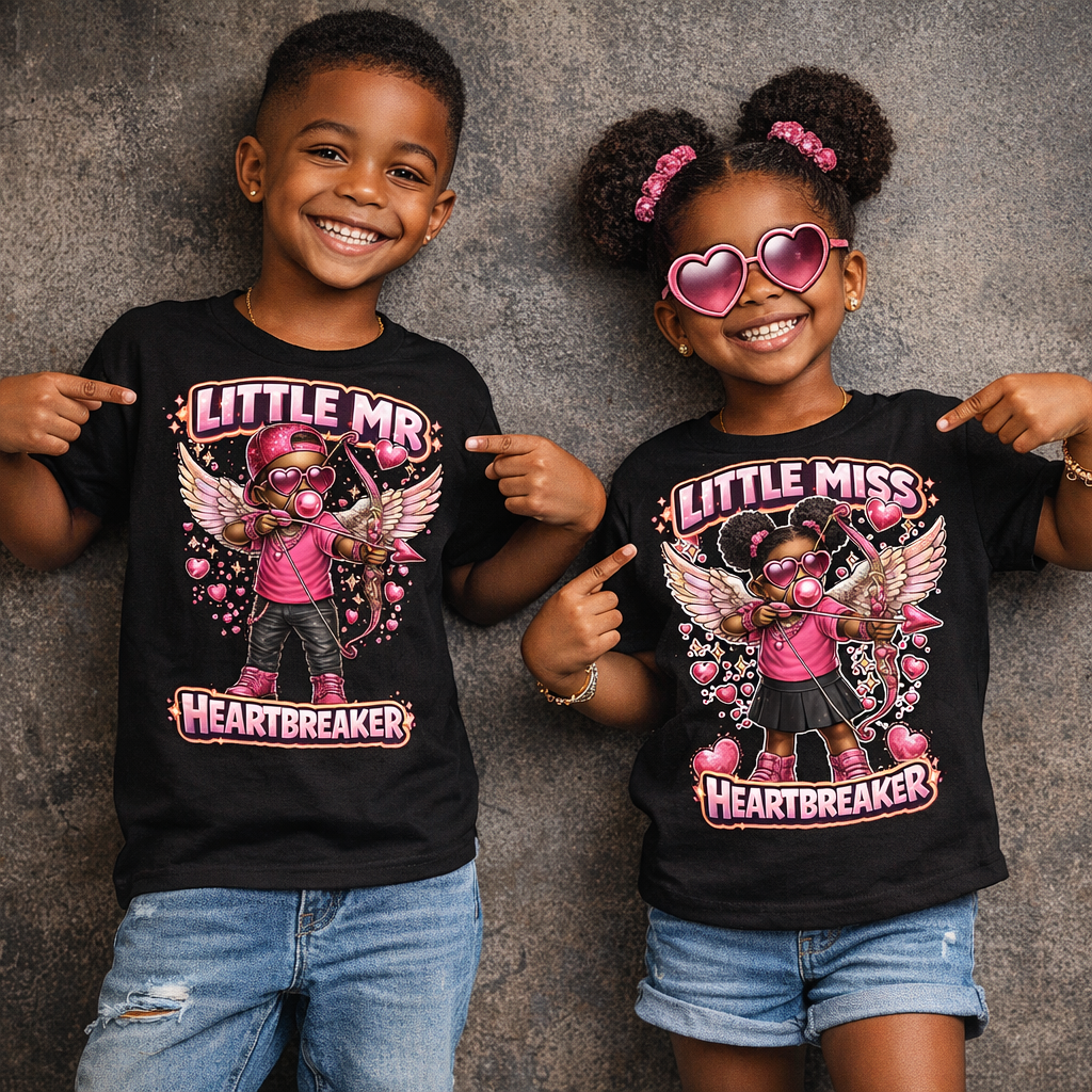 Little Mr. & Little Miss Heartbreaker – Kids Valentine’s Shirt Set