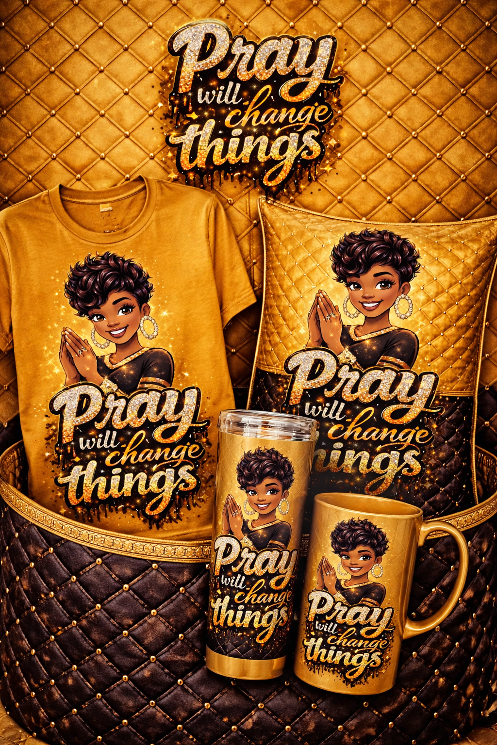 Pray Will Change Things Collection Black & GOLD