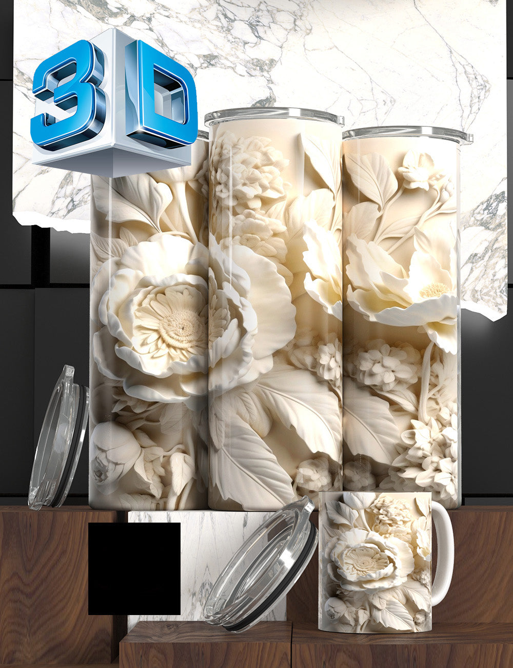 3D Floral State Series Tumbler – “Mother’s Tulip Bloom” Edition Cancer Awareness