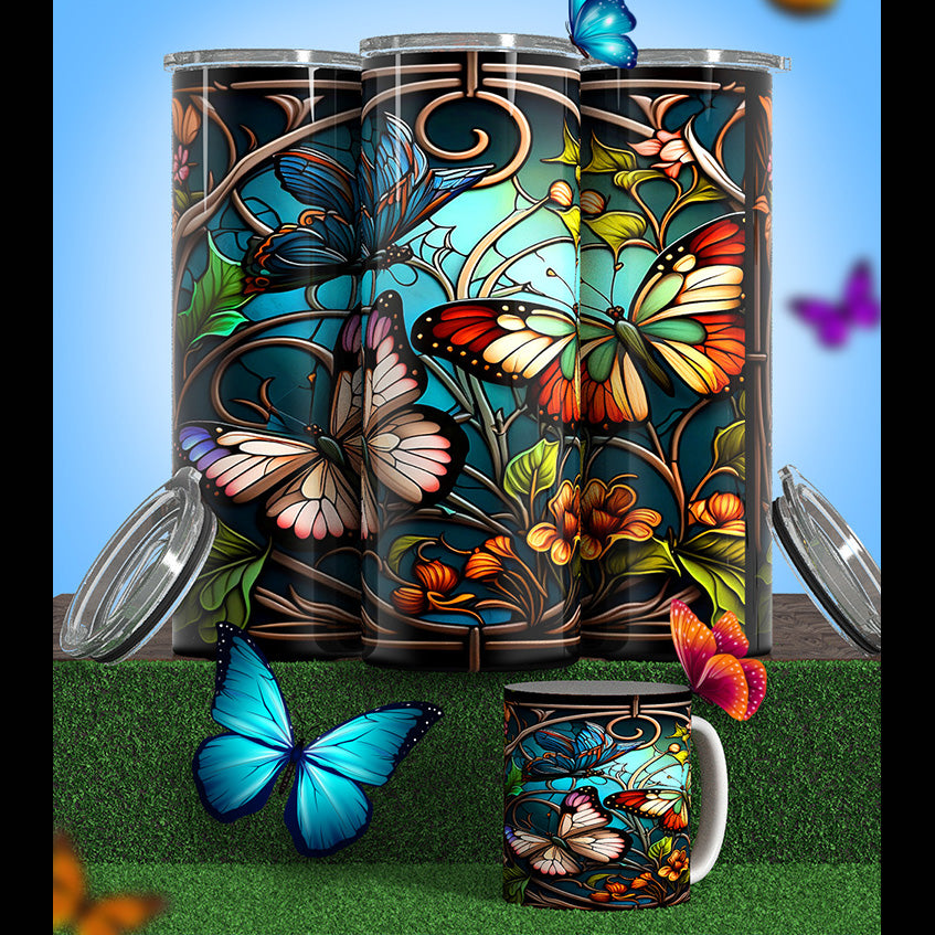 Butterflies tumblers & cupd