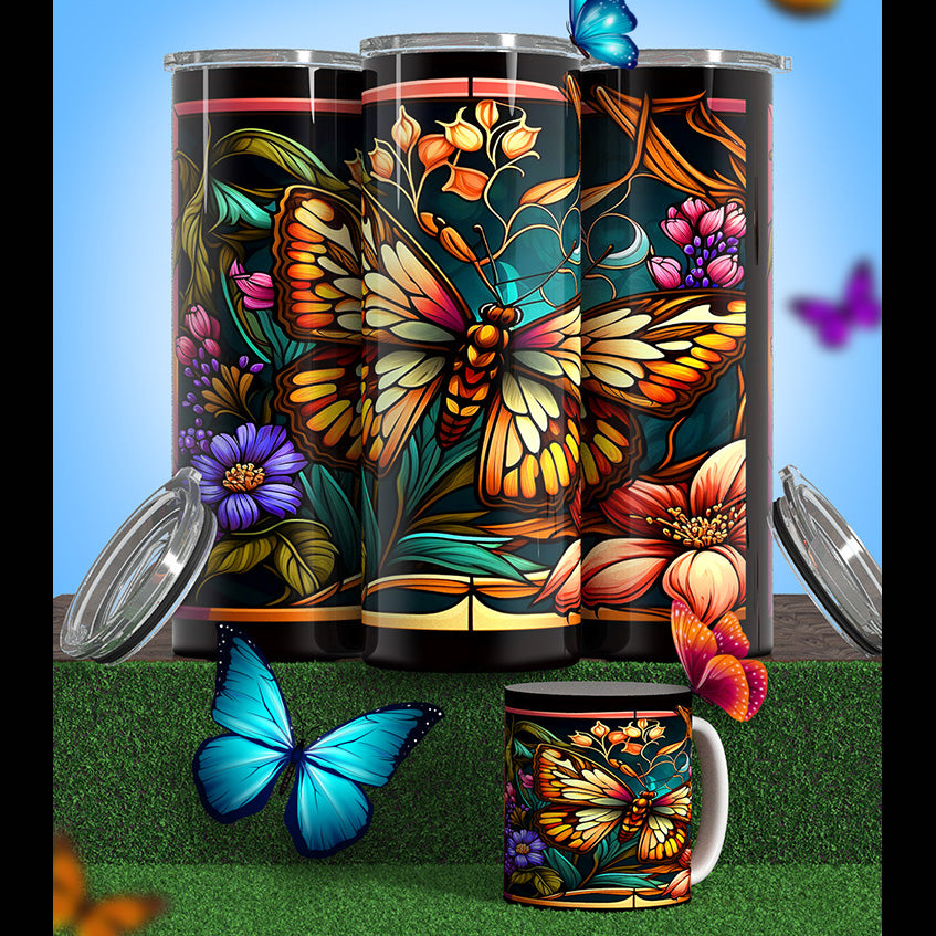Butterflies tumblers & cupd
