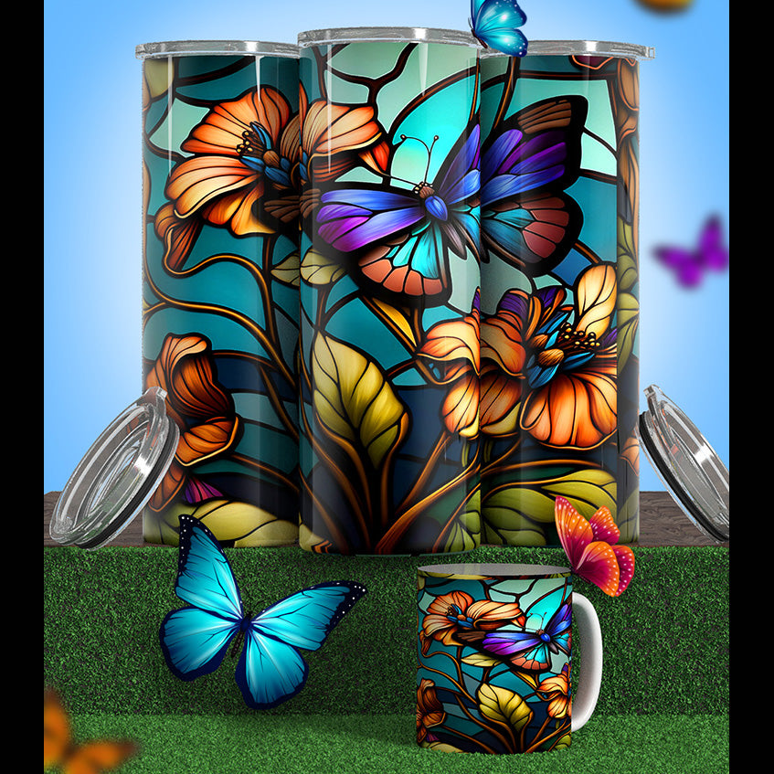Butterflies tumblers & cupd