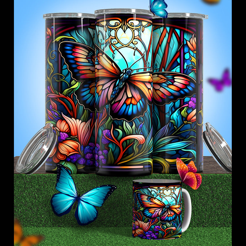 Butterflies tumblers & cupd