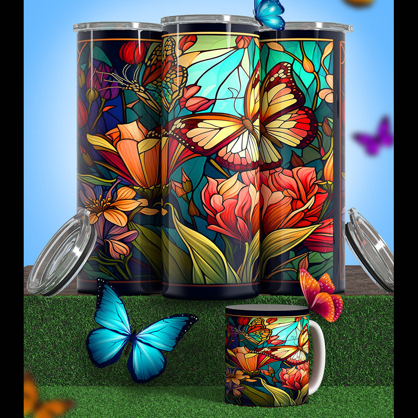 Butterflies tumblers & cupd