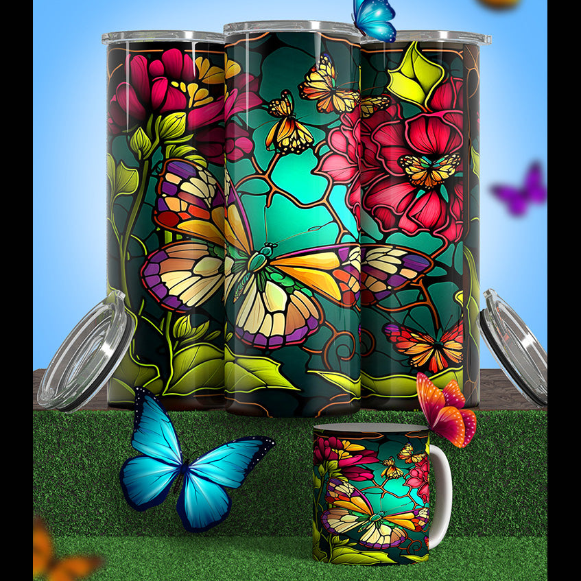 Butterflies tumblers & cupd