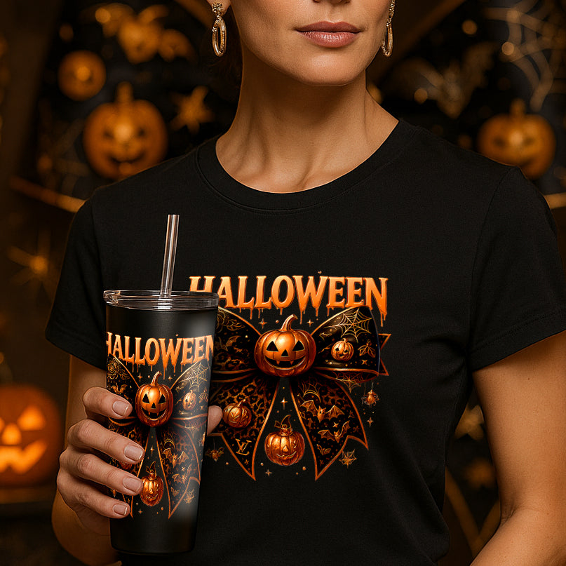 Halloween bowtie and pumpkin shirt