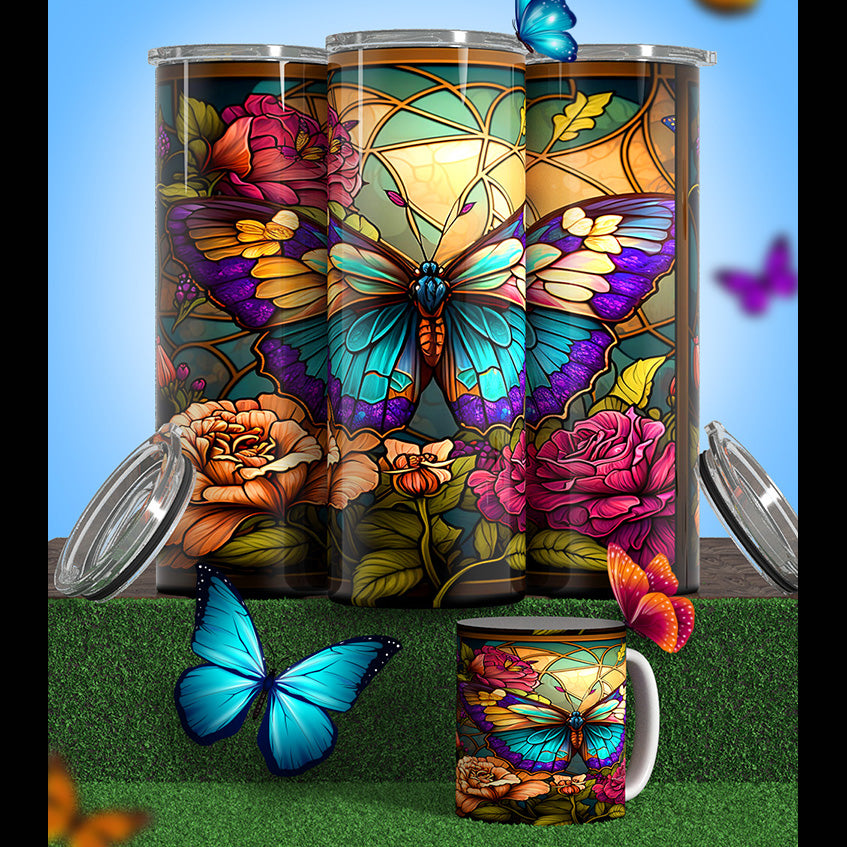 Butterflies tumblers & cupd