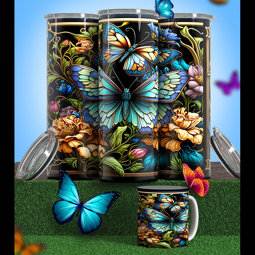 Butterflies tumblers & cupd
