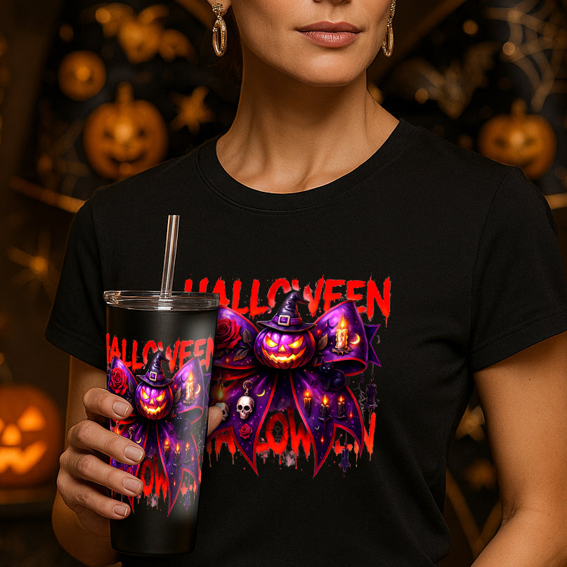 Halloween bowtie and pumpkin shirt