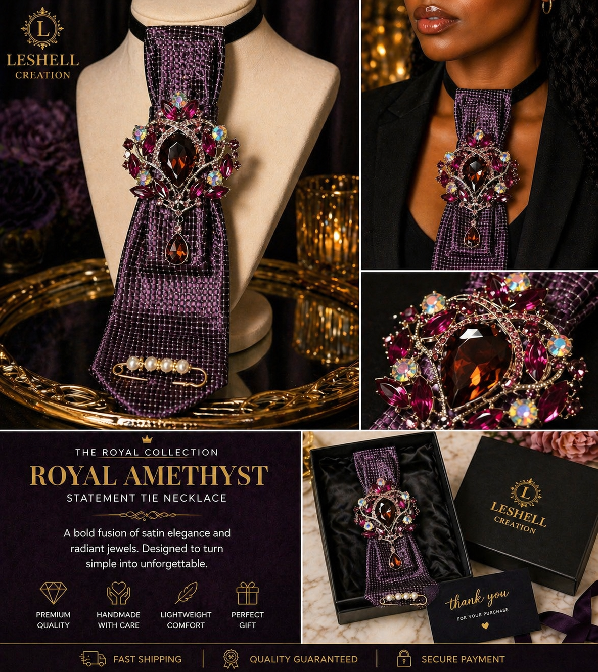 Leshell Creation – The Royal Collection Statement Tie Necklaces