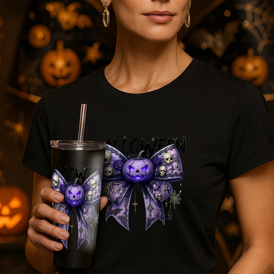 Halloween Bow tie and pumpkin tumblers
