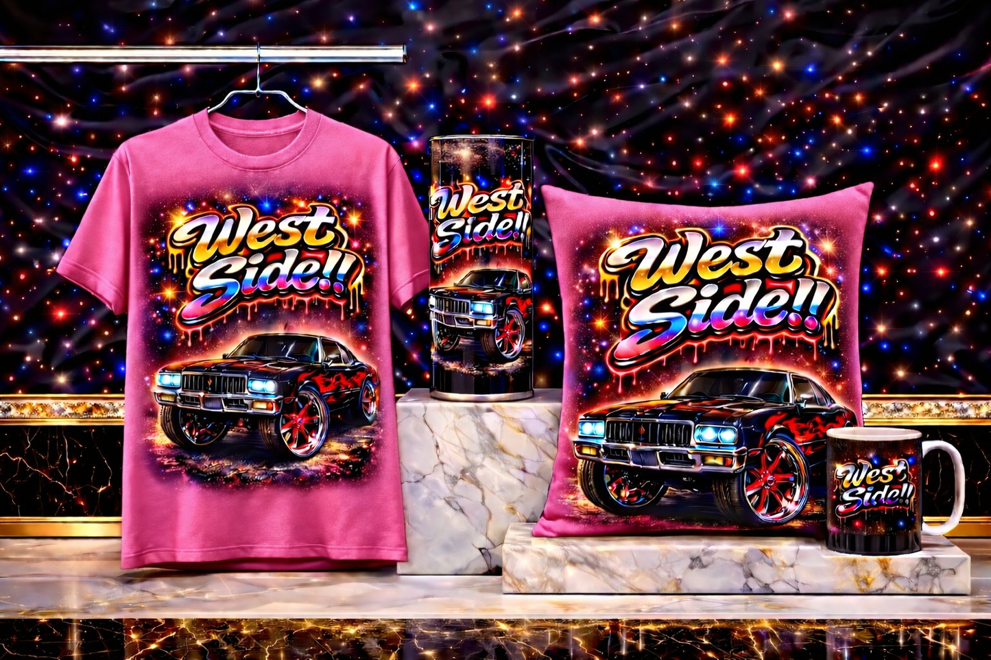 West Side Street Luxury Bundle – White Edition (Shirt, Tumbler, Pillow & Mug)
