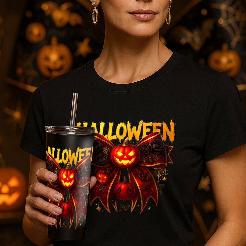 Halloween bowtie and pumpkin shirt