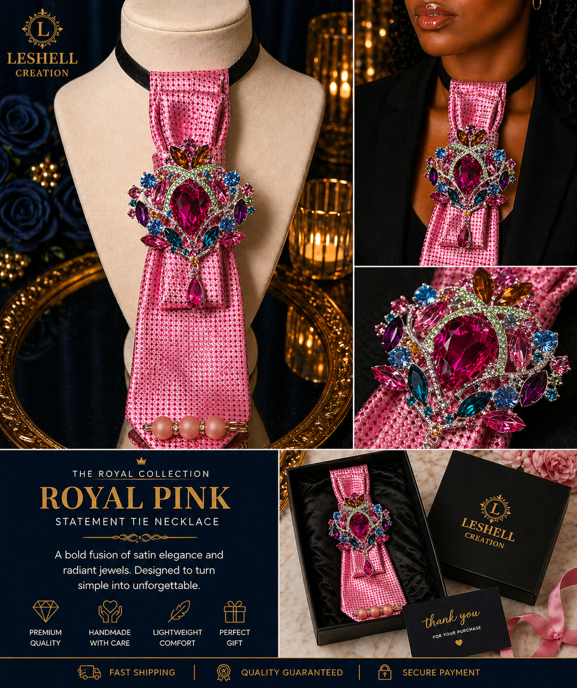 Leshell Creation – The Royal Collection Statement Tie Necklaces