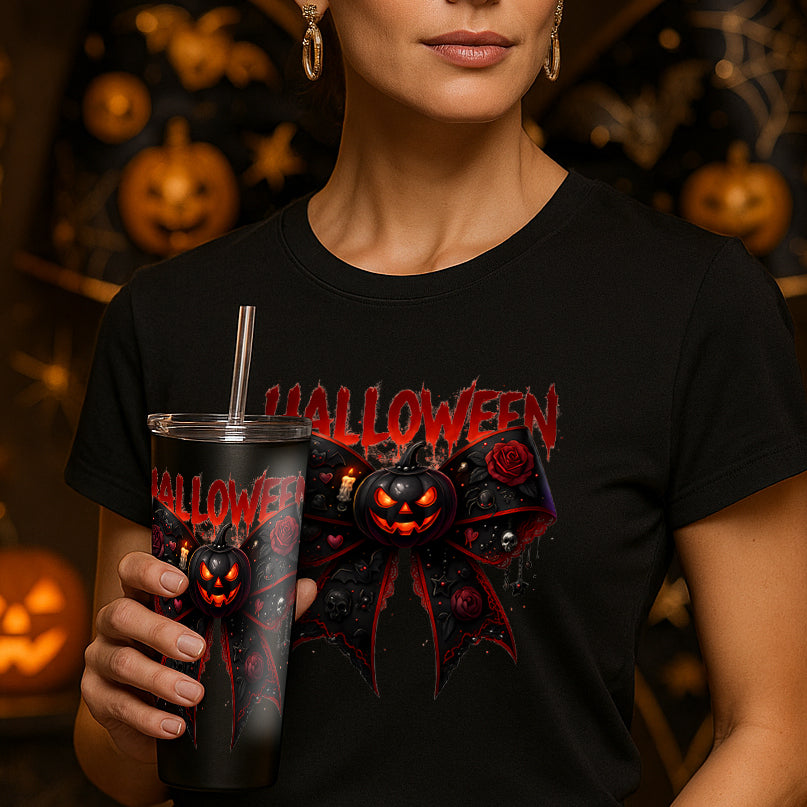 Halloween bowtie and pumpkin shirt