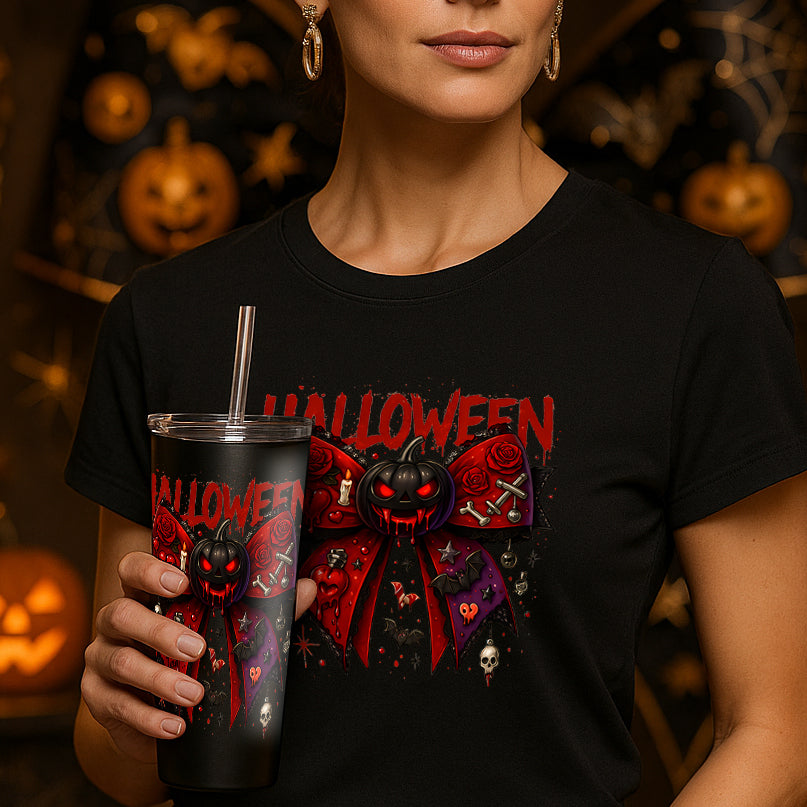 Halloween bowtie and pumpkin shirt