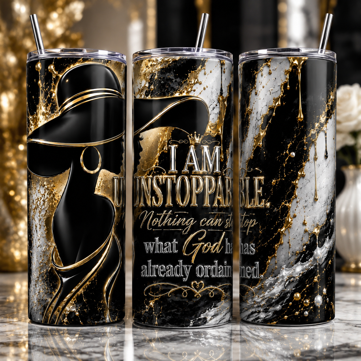 Luxury Affirmation 20 oz Skinny Tumbler – Inspirational Collection