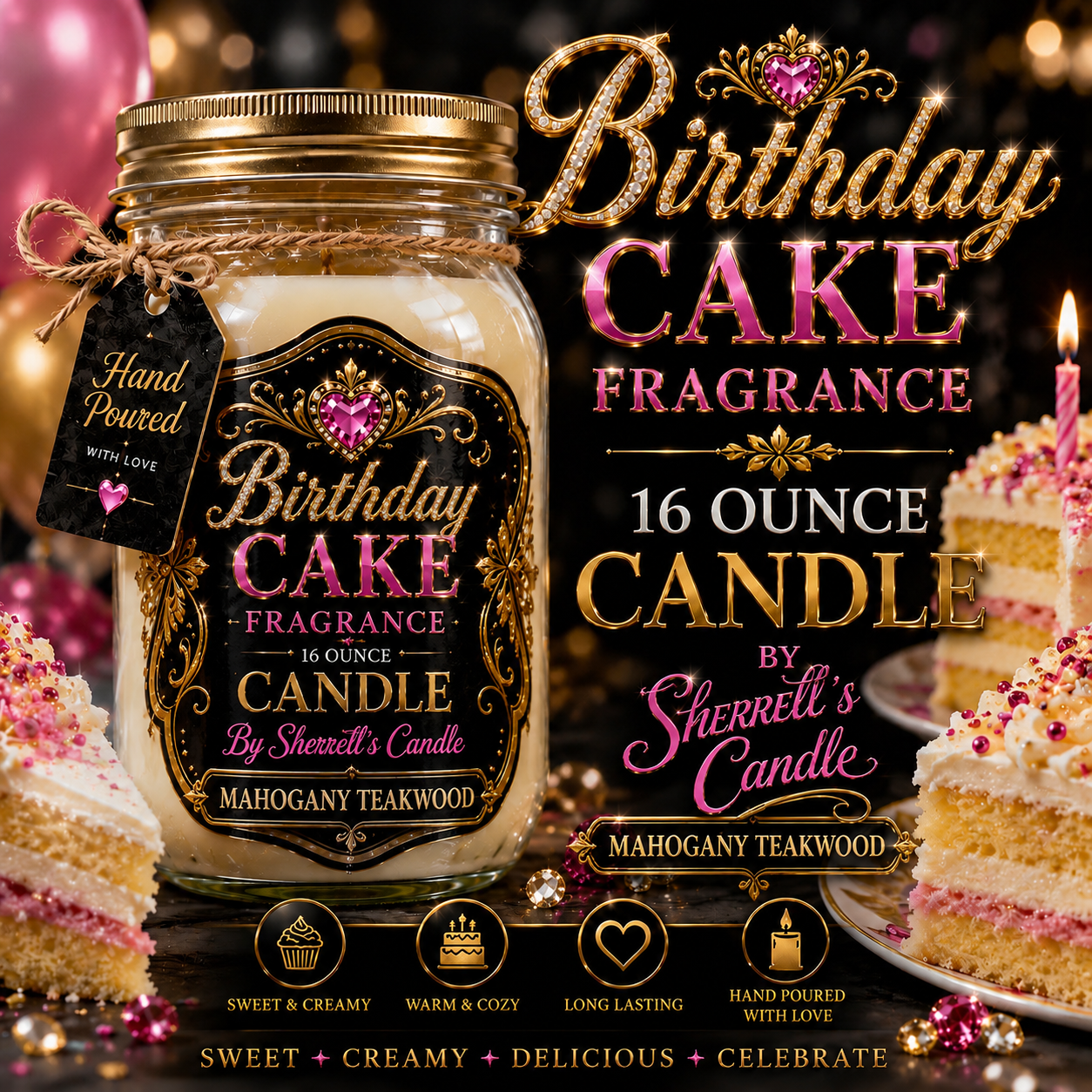 Sherrell’s Candle™ 16 oz Luxury Mason Jar Candle