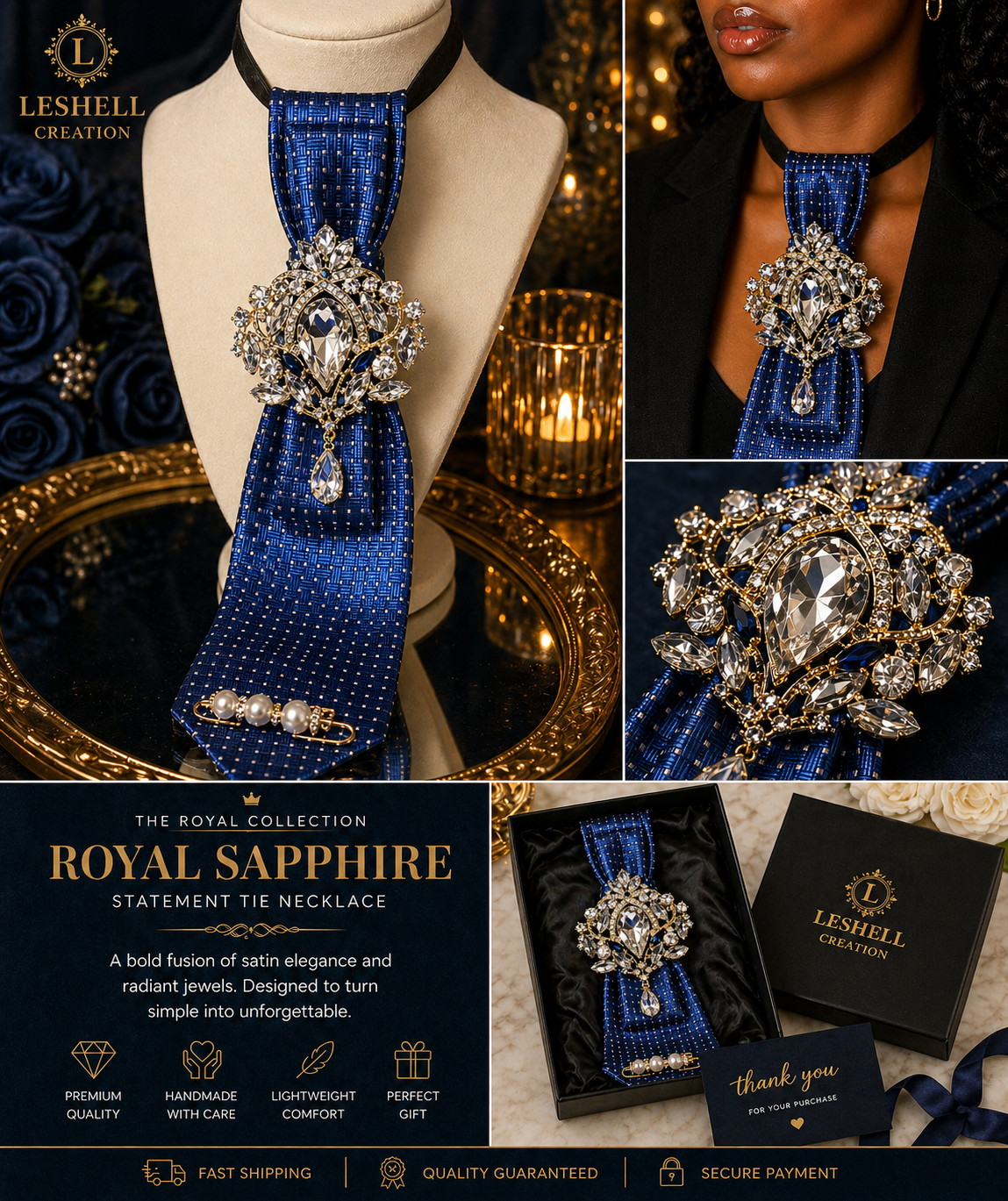 Leshell Creation – The Royal Collection Statement Tie Necklaces