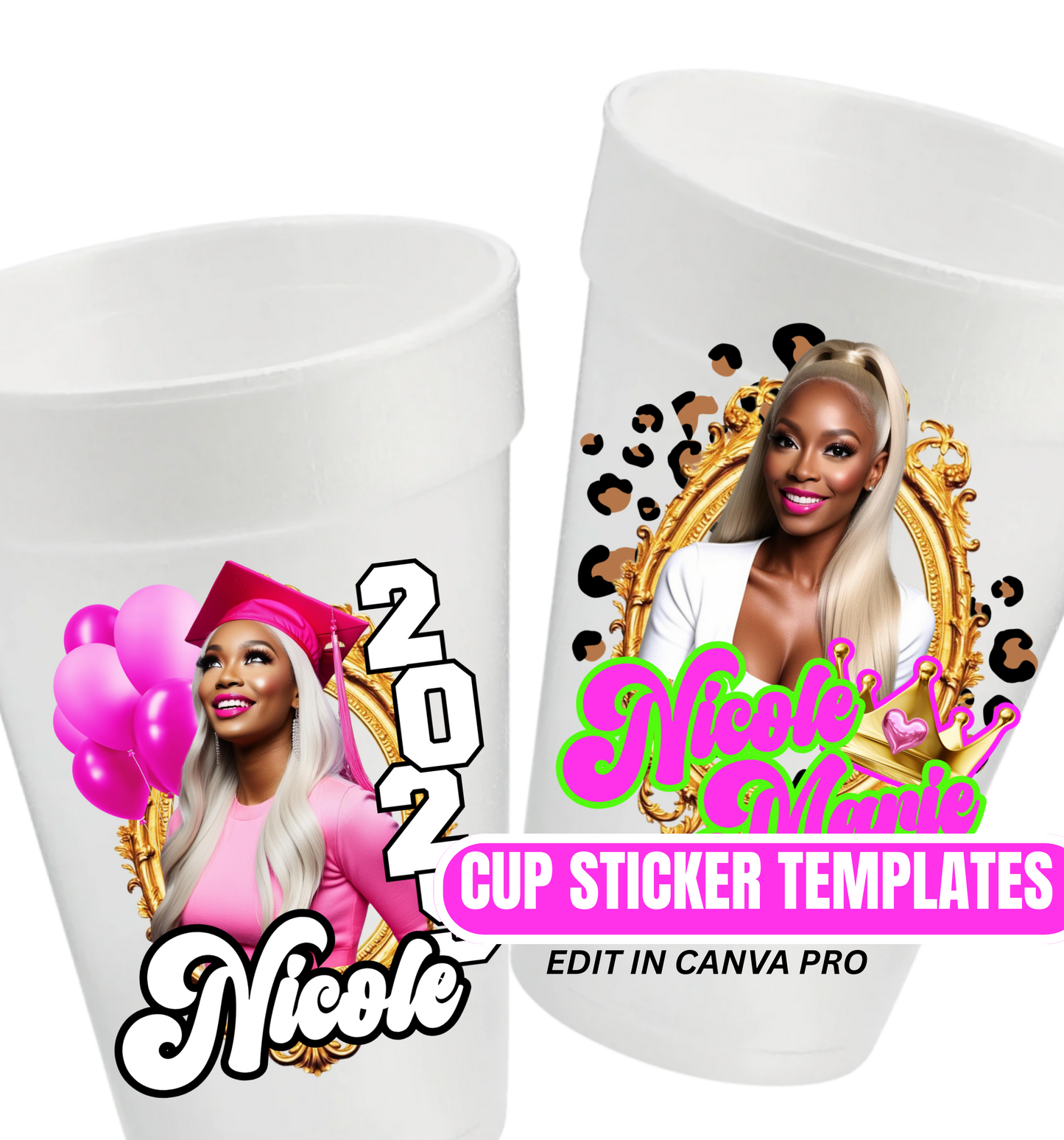 Big Mama Birthday party cups add your photo and year and name send photos to email address