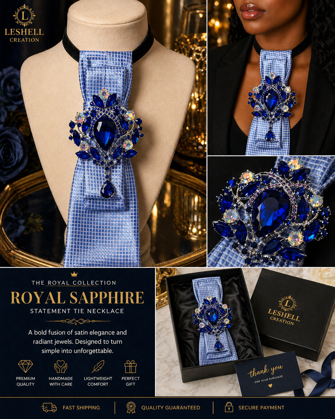 Leshell Creation – The Royal Collection Statement Tie Necklaces