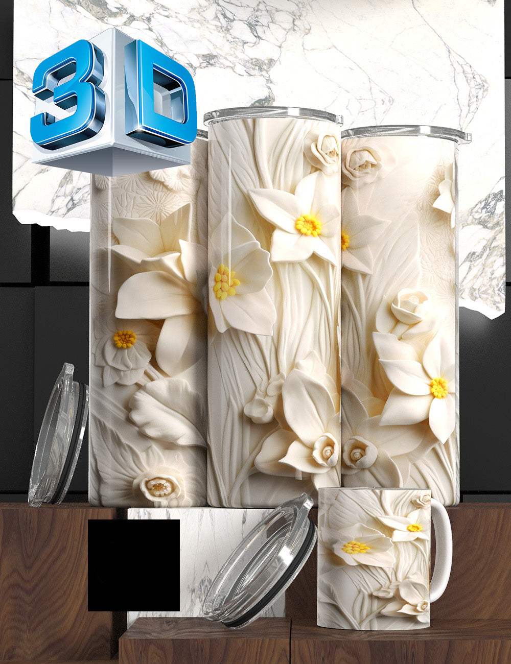 3D Floral State Series Tumbler – “Mother’s Tulip Bloom” Edition Cancer Awareness