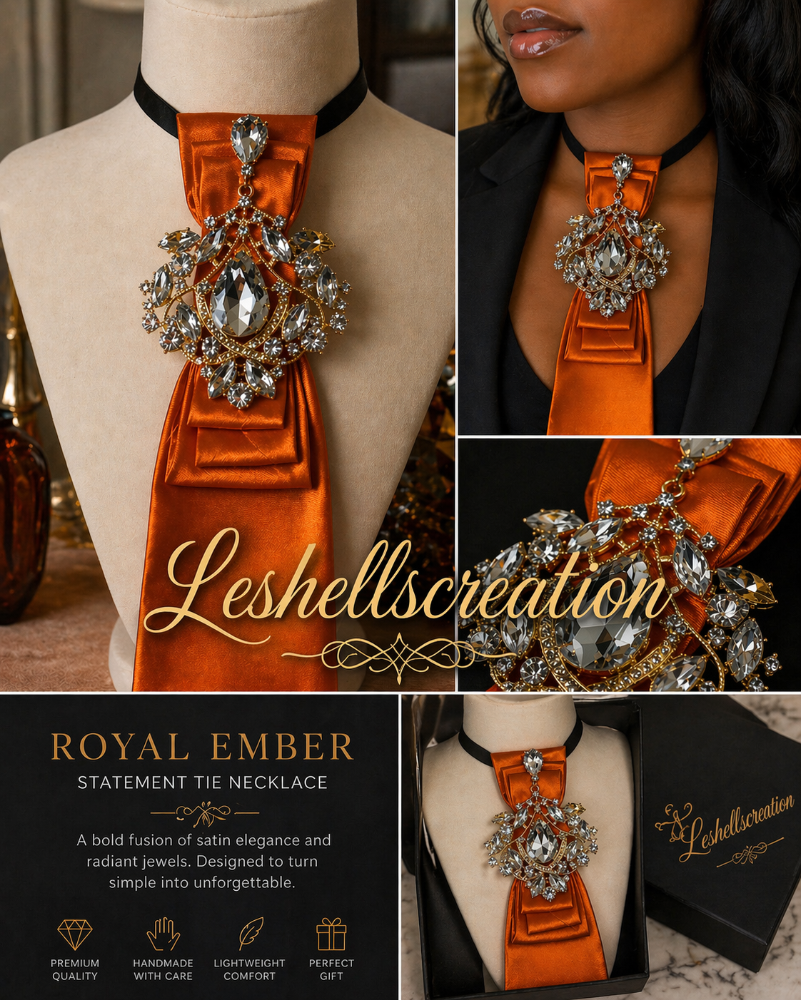 ✨ Royal Ember Statement Tie Necklace ✨