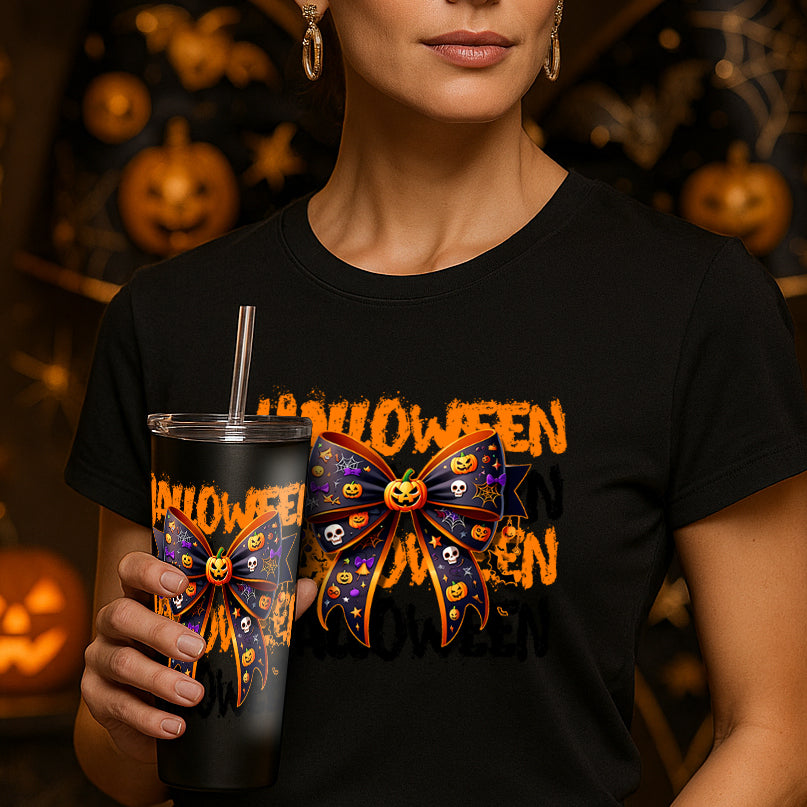 Halloween bowtie and pumpkin shirt