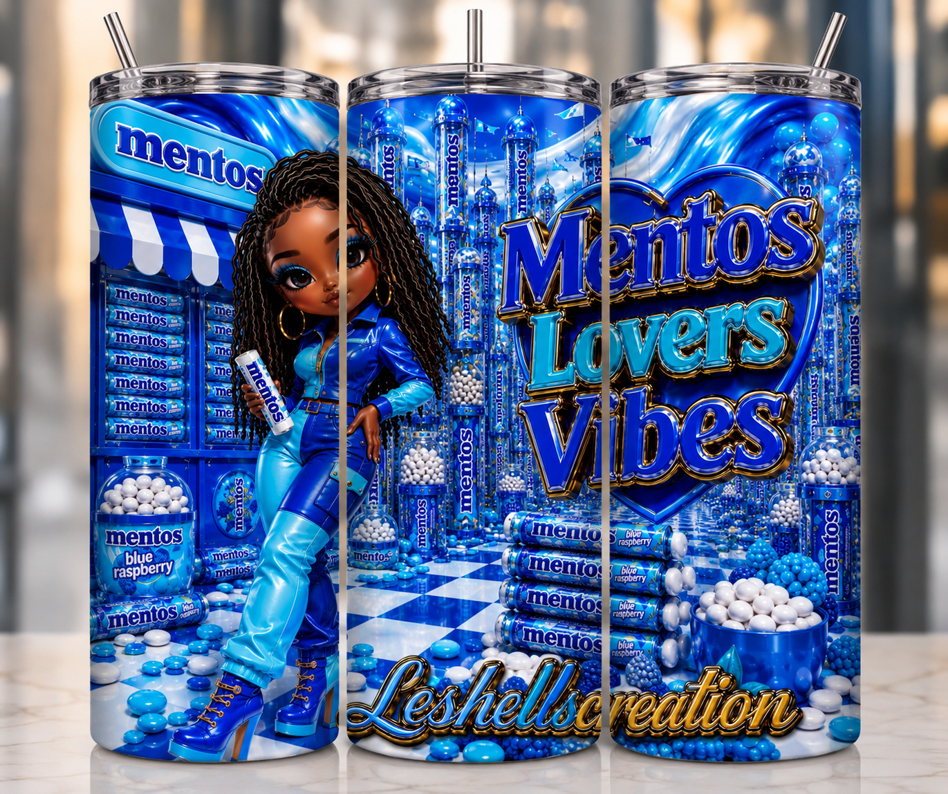 Mentos Lovers Vibes – Blue Raspberry Edition | 20 oz Skinny Tumbler