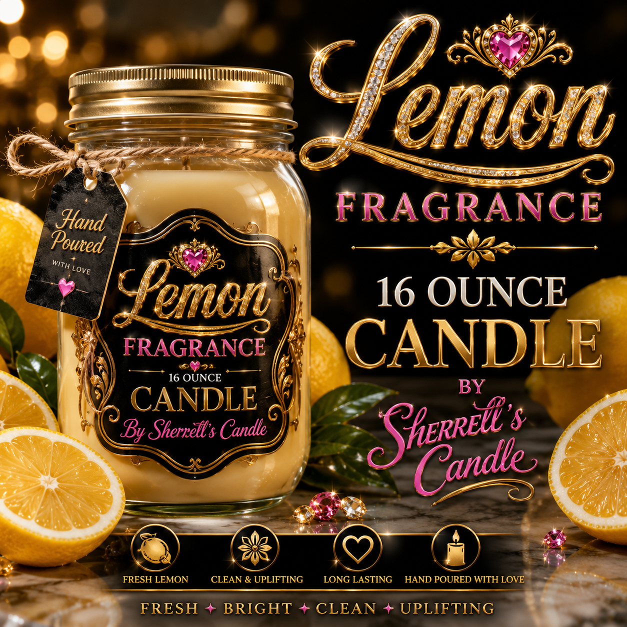 Sherrell’s Candle™ 16 oz Luxury Mason Jar Candle