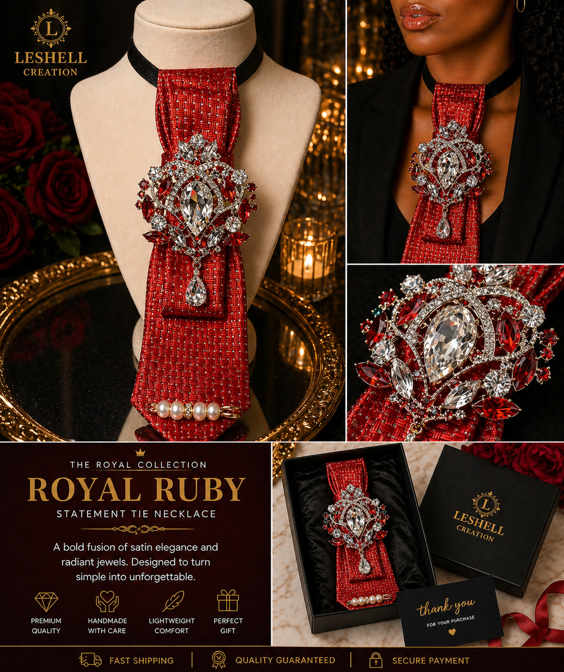 Leshell Creation – The Royal Collection Statement Tie Necklaces
