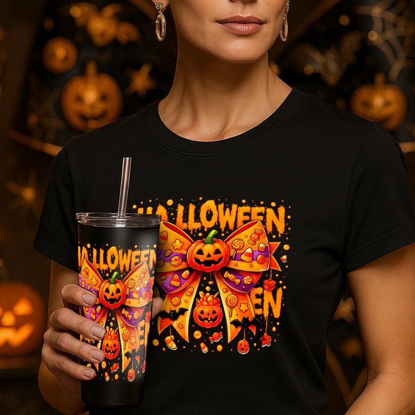 Halloween bowtie and pumpkin shirt