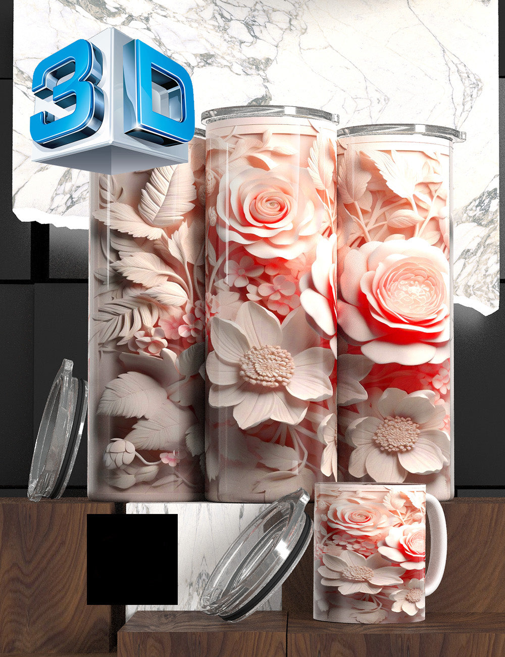 3D Floral State Series Tumbler – “Mother’s Tulip Bloom” Edition Cancer Awareness