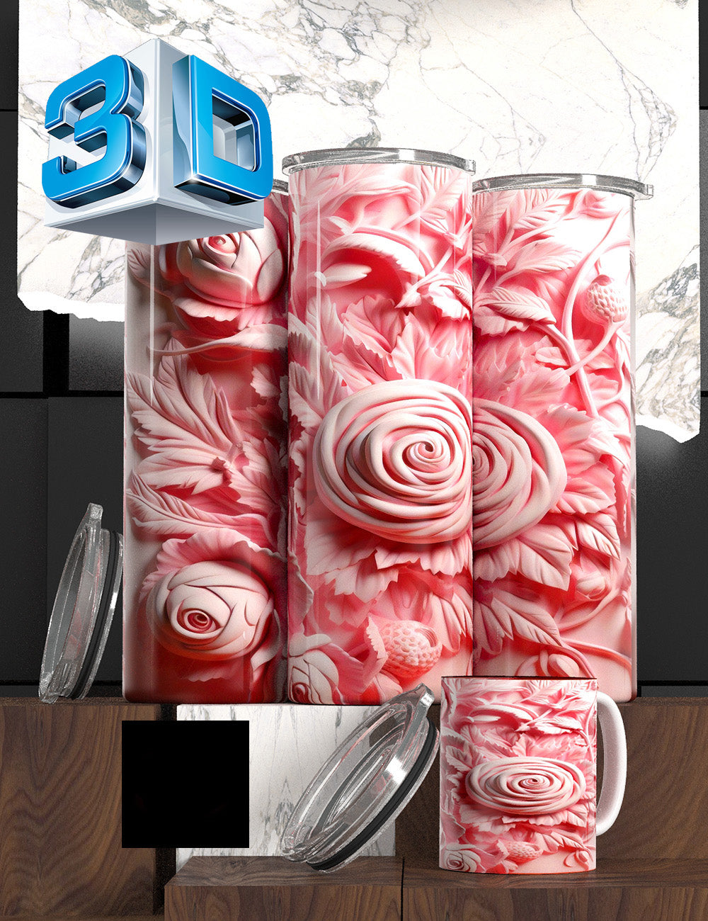 3D Floral State Series Tumbler – “Mother’s Tulip Bloom” Edition Cancer Awareness