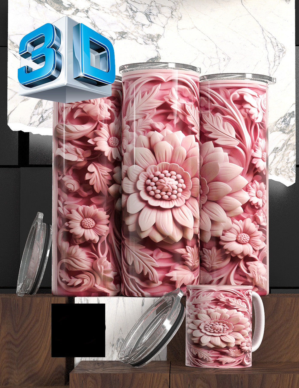 3D Floral State Series Tumbler – “Mother’s Tulip Bloom” Edition Cancer Awareness