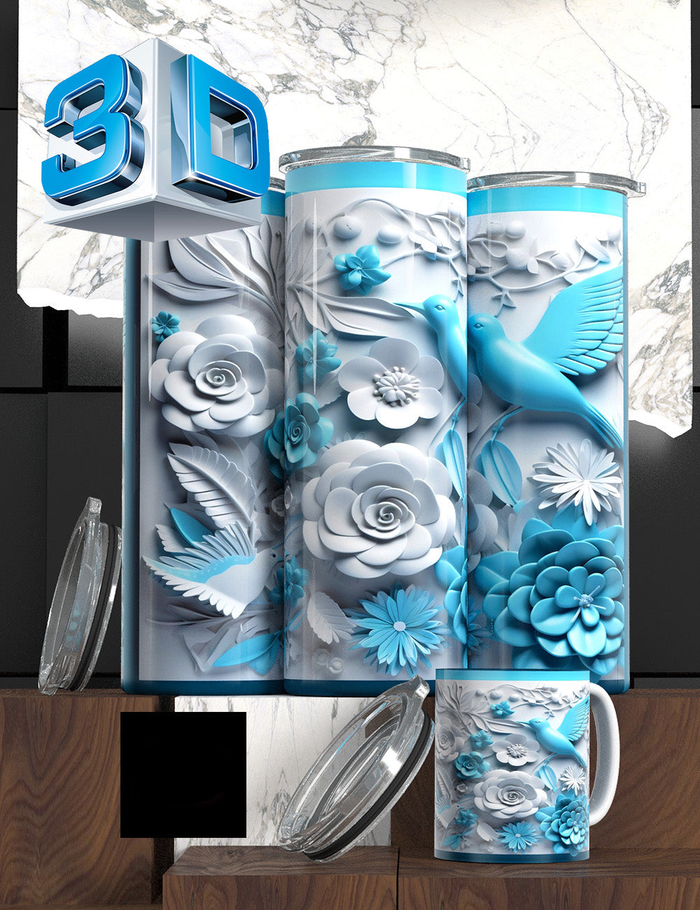 3D Floral State Series Tumbler – “Mother’s Tulip Bloom” Edition Cancer Awareness