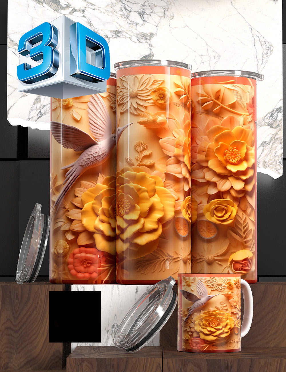 3D Floral State Series Tumbler – “Mother’s Tulip Bloom” Edition Cancer Awareness
