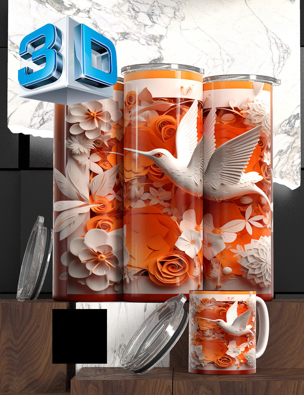 3D Floral State Series Tumbler – “Mother’s Tulip Bloom” Edition Cancer Awareness