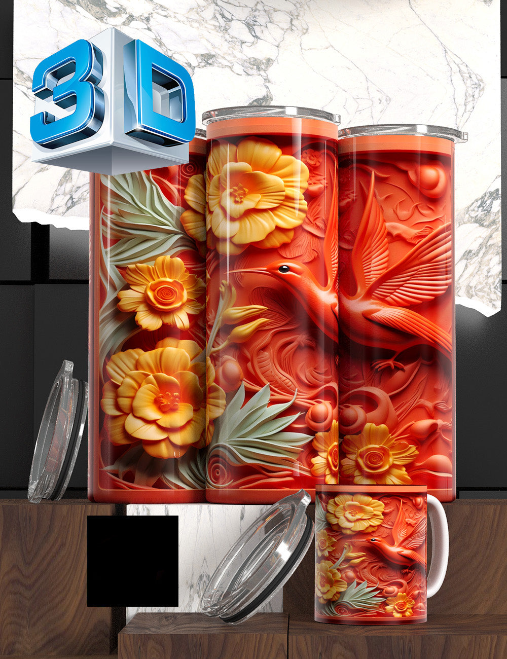 3D Floral State Series Tumbler – “Mother’s Tulip Bloom” Edition Cancer Awareness