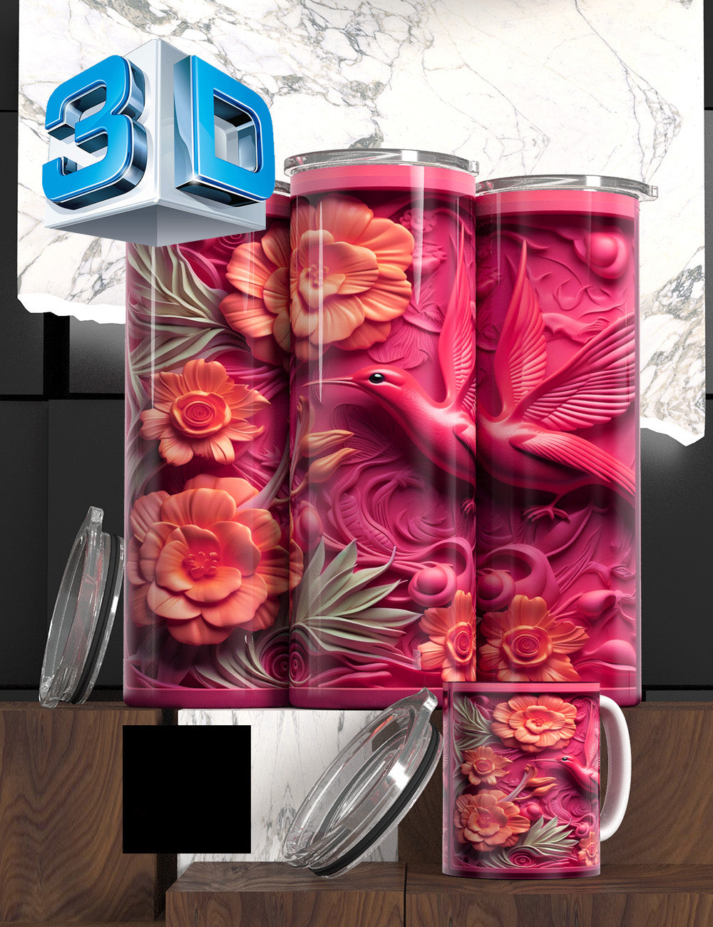 3D Floral State Series Tumbler – “Mother’s Tulip Bloom” Edition Cancer Awareness