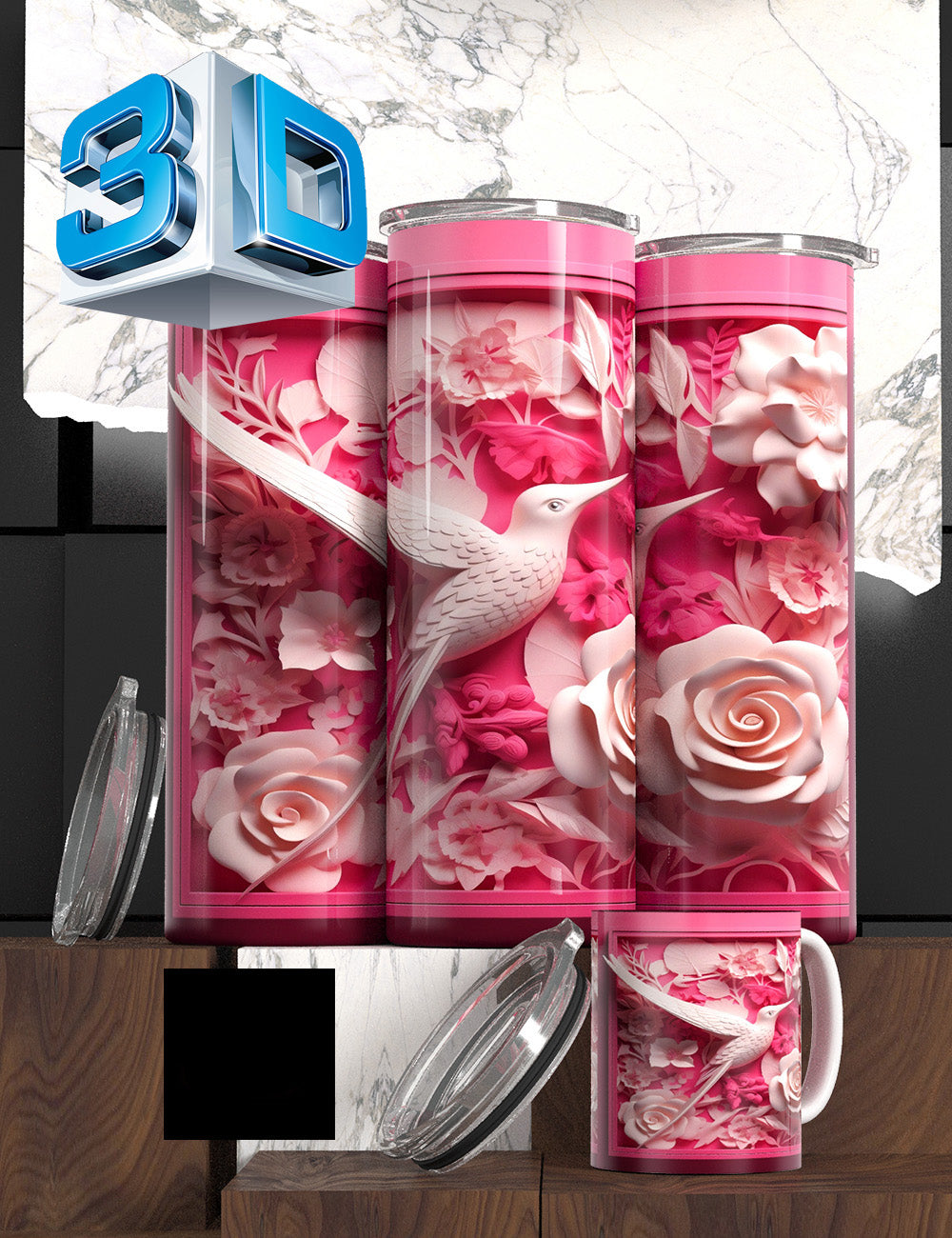 3D Floral State Series Tumbler – “Mother’s Tulip Bloom” Edition Cancer Awareness
