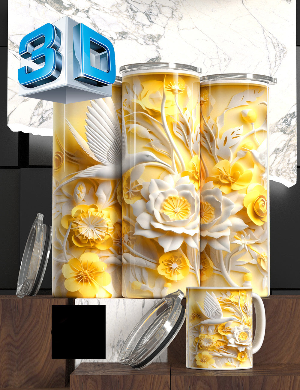 3D Floral State Series Tumbler – “Mother’s Tulip Bloom” Edition Cancer Awareness