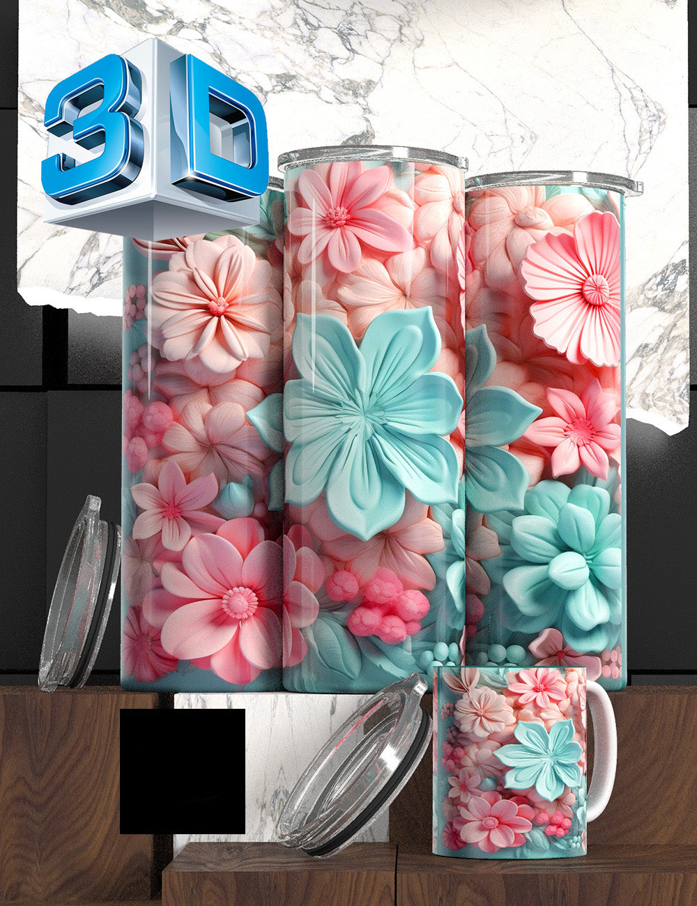 3D Floral State Series Tumbler – “Mother’s Tulip Bloom” Edition Cancer Awareness