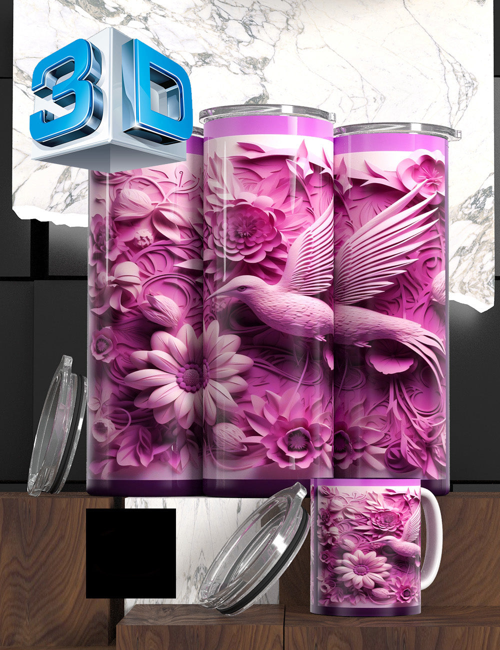 3D Floral State Series Tumbler – “Mother’s Tulip Bloom” Edition Cancer Awareness