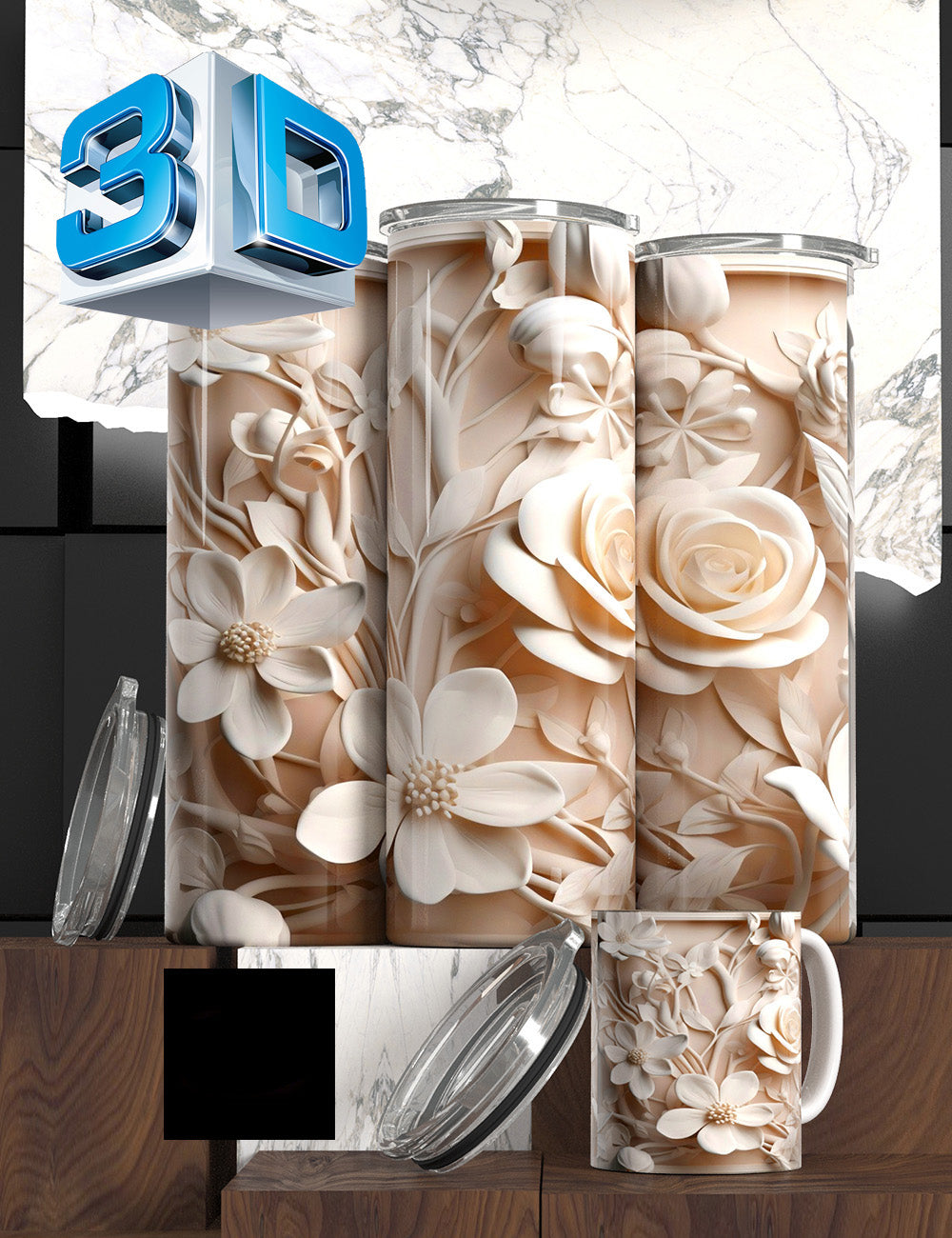3D Floral State Series Tumbler – “Mother’s Tulip Bloom” Edition Cancer Awareness