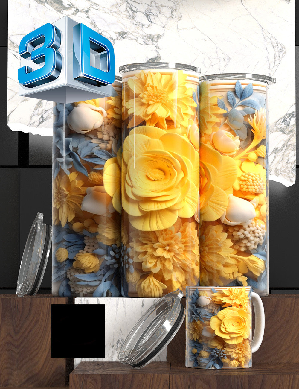 3D Floral State Series Tumbler – “Mother’s Tulip Bloom” Edition Cancer Awareness