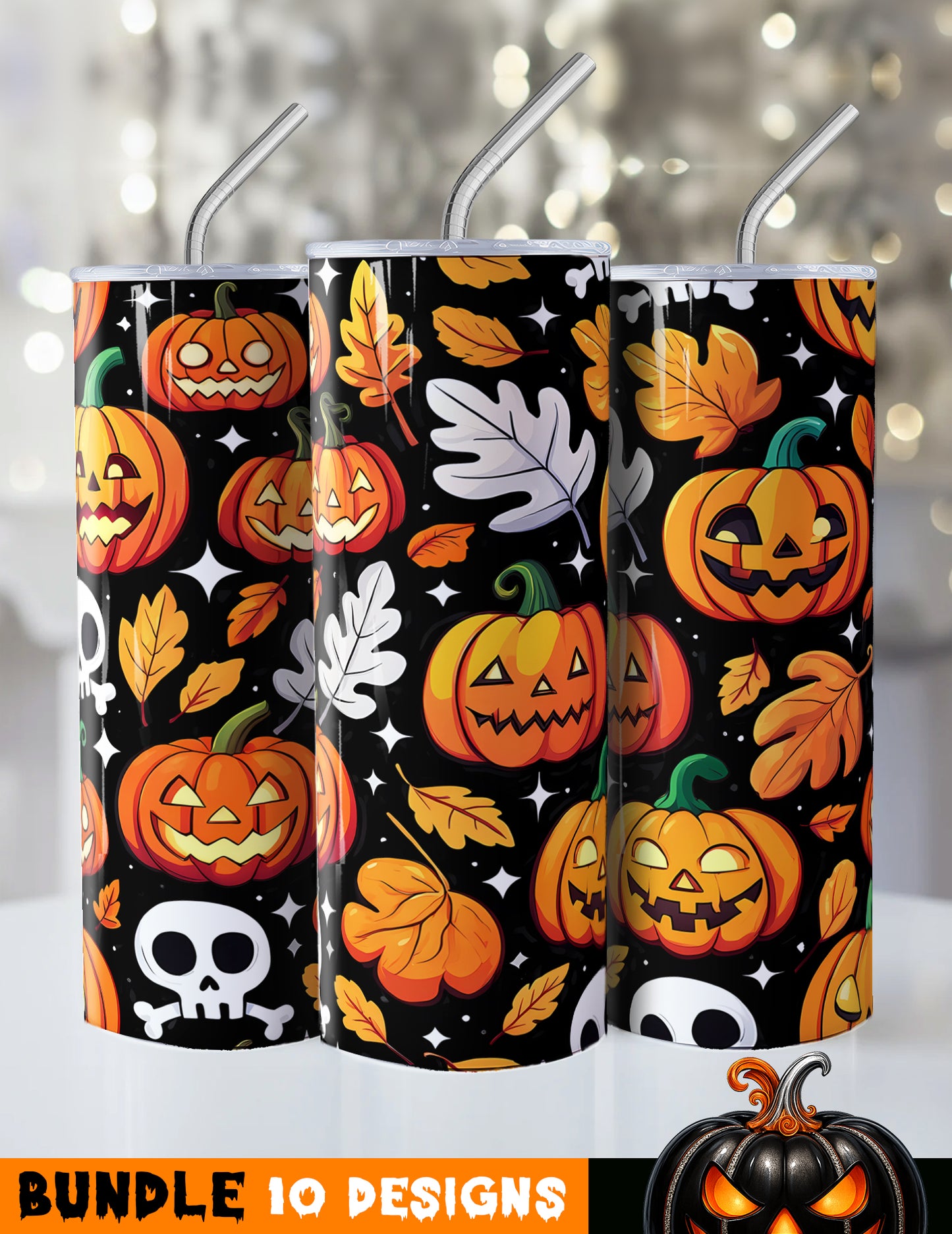 Halloween pattern tumblers